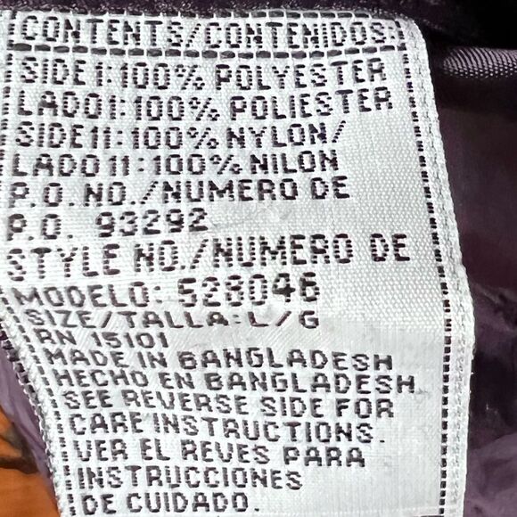 Vintage CS Signature Reversible Velvet Purple Coat Drawstring Jacket Sz Large - Picture 8 of 8